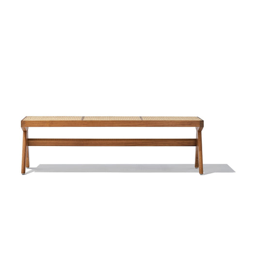 Célia Bench - Walnut & Natural Rattan