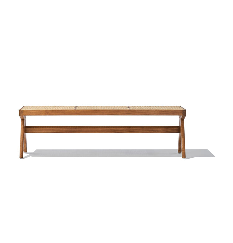 Célia Bench - Walnut & Natural Rattan