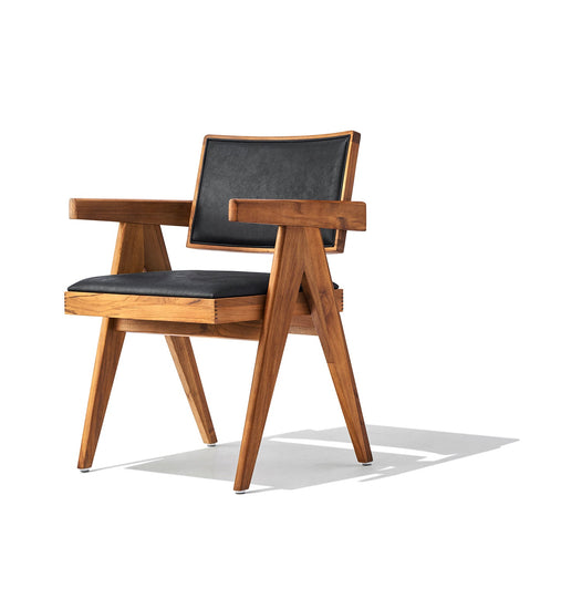 Maïa Dining Chair - Walnut & Black Leather